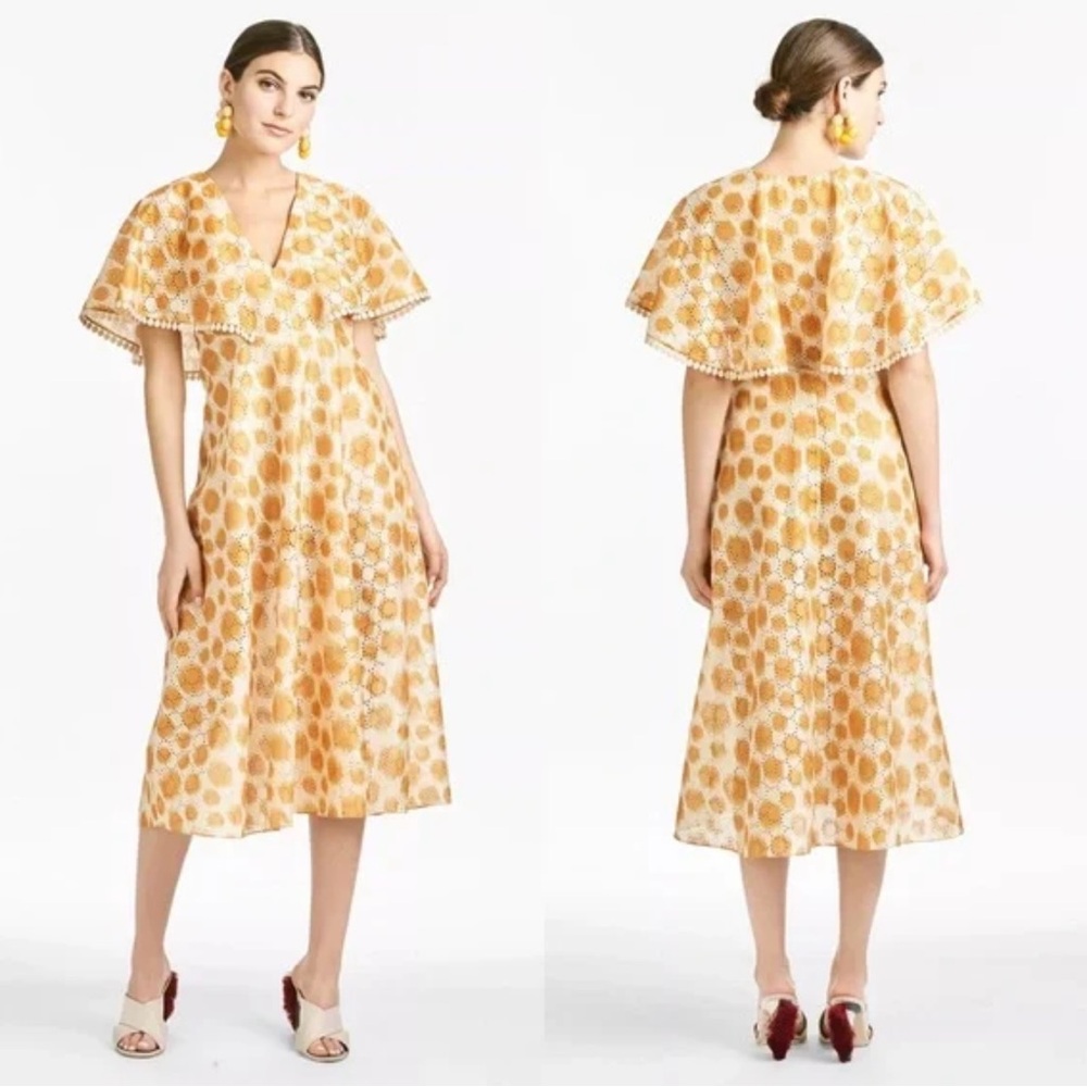Sachin + BABI Midi Fit And Flare Eyelet Party Gold and Cream Dress Size 0 - Picture 3 of 11